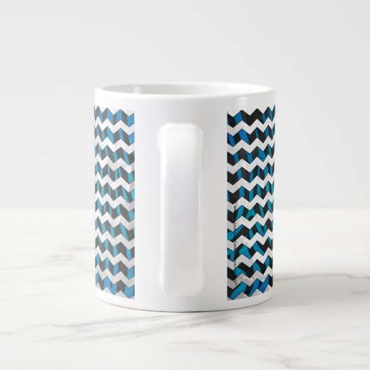 Grande Tasse Zebra Chevron noir et bleu (Dos)