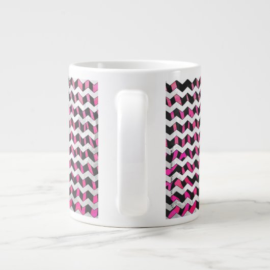 Grande Tasse Zebra Chevron noir et rose chaud (Dos)