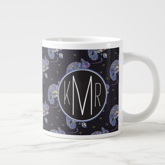 Grande Tasse Zentangle Lizard| Monogramme (Droite)