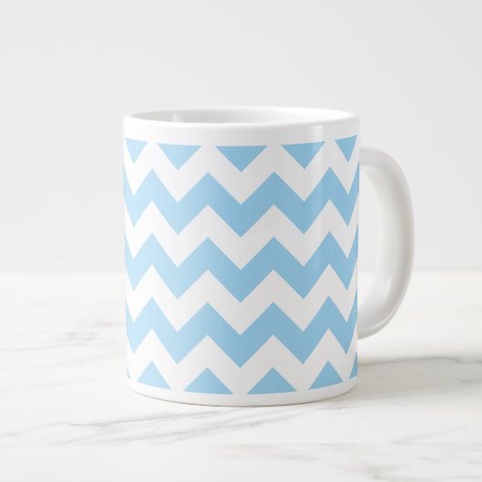 Grande Tasse Zigzag bleu, Chevron bleu, Motif géométrique (Devant droit)