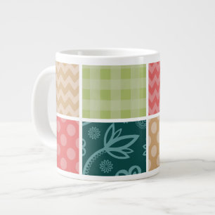 Grande Tasse Zigzag, Chevron, En vichy, Pois, Patchwork