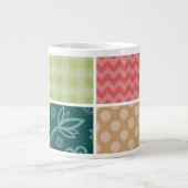 Grande Tasse Zigzag, Chevron, En vichy, Pois, Patchwork (Devant)