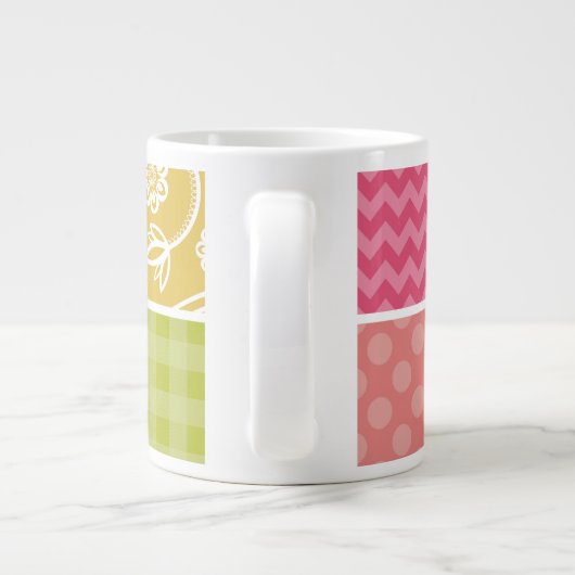 Grande Tasse Zigzag, Chevron, Pois, En vichy, Patchwork (Dos)