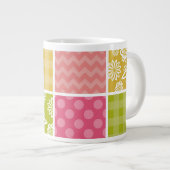 Grande Tasse Zigzag, Chevron, Pois, En vichy, Patchwork (Devant droit)