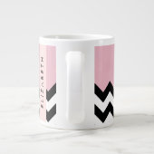 Grande Tasse Zigzag noir et blanc, Chevron, rose, Votre nom (Dos)