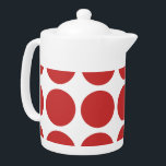 Grande théière Pois<br><div class="desc">Cute et tendance Big Teapot Pois. Ce design présente des pois grand cercle surdimensionnés en rouge et blanc. Un texte peut être ajouté à cette conception pour lui donner une touche personnelle.</div>