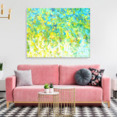 Grande toile Abstraite Turquoise Jaune Vert Blanc (Insitu(Salon))