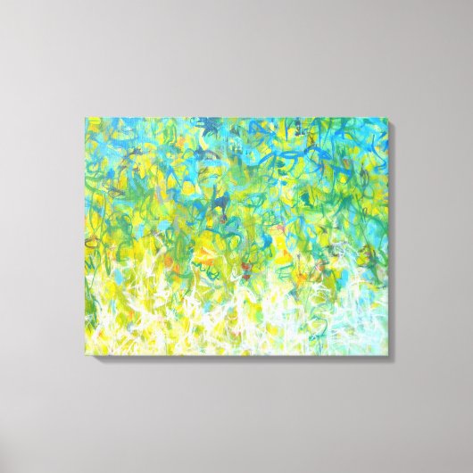 Grande toile Abstraite Turquoise Jaune Vert Blanc (Recto)