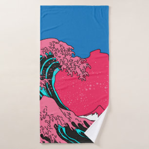 Grande vague dans le style Vaporwave Pop Art. Affi