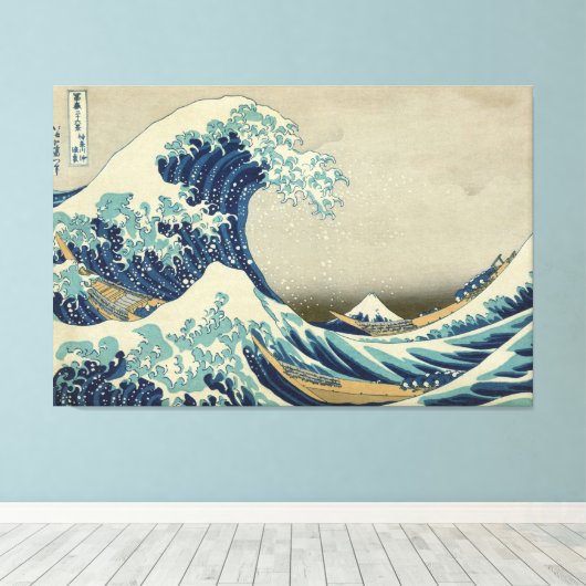 Grande vague Hokusai Stretted Canvas Impression (Insitu (Plancher de Bois))