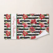 Grandes bandes de Poinsettias Joyeux Noël (Serviette à main)