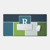 Grandes bandes en bleu et vert avec Monogrammes (Clavier et souris)