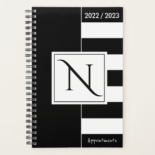 Grandes bandes modernes en noir et blanc monogramm