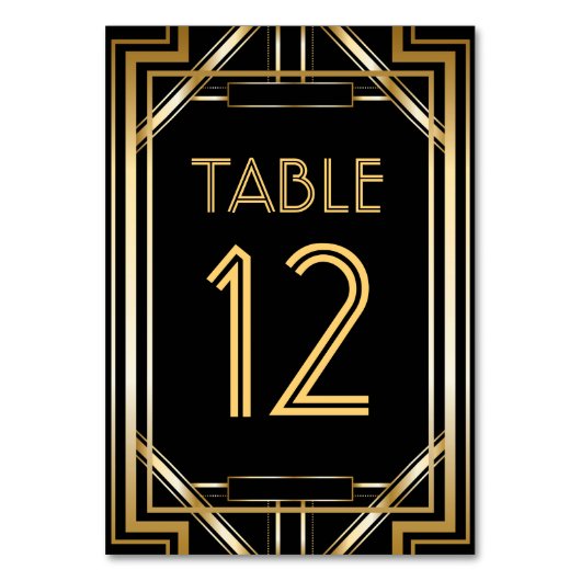Grandes Cartes De Numéro De Table Gatsby Art Déco (Dos)