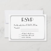 Grandes Cartes RSVP Gatsby Art Déco Mariage Argent (Devant)