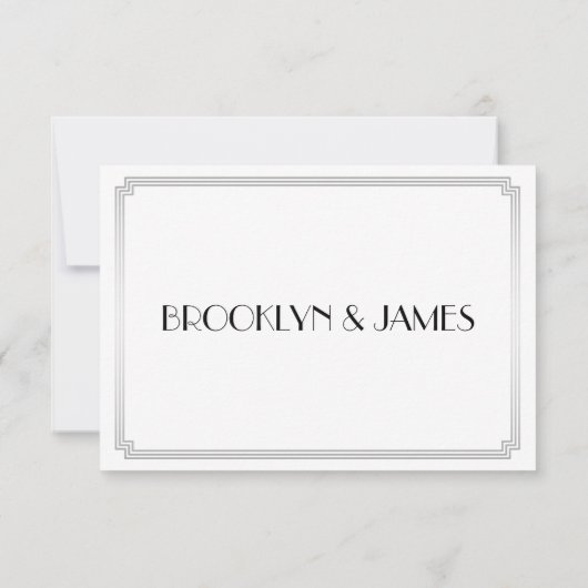 Grandes Cartes RSVP Gatsby Art Déco Mariage Argent (Dos)