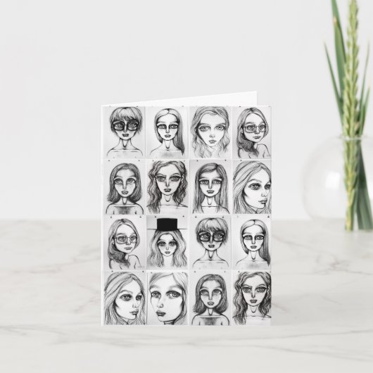 Grandes Dessins De Fille Carte De Voeux (Devant)