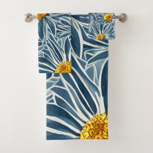 Grandes Fleurs bleues et jaunes Motif sans couture