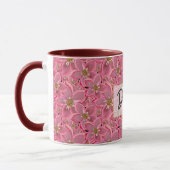 Grandes fleurs roses. Tasse à café à deux tons (Gauche)
