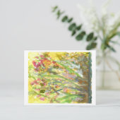 Grandes fleurs sur une carte postale jaune (Debout devant)