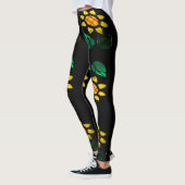 Grandes Fleurs Verre Tiré Leggings Noirs (Gauche)