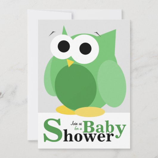 Grandes invitations vertes drôles de baby shower (Devant)
