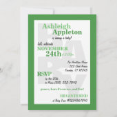 Grandes invitations vertes drôles de baby shower (Dos)