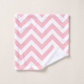 Grandes rayures horizontales Chevron rose et blanc (Gant de toilette)