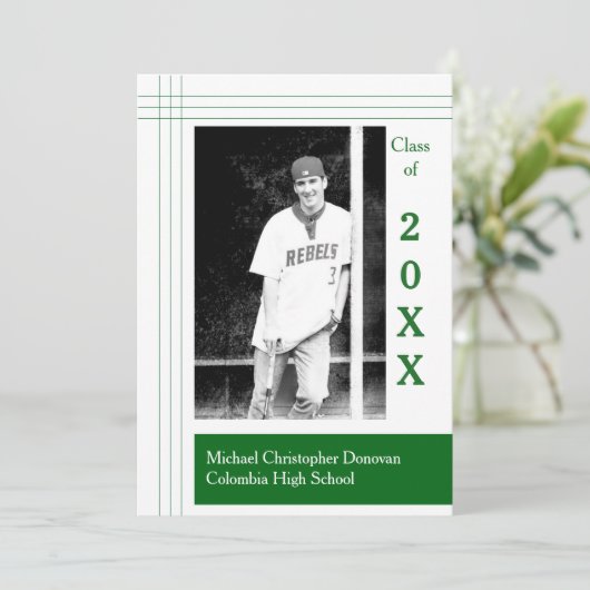 Grandes vertes modernes - Faire-part de diplôme (Debout devant)