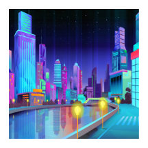 Grandes Villes Scène De Nuit Panoramique Poster d'
