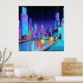 Grandes Villes Scène De Nuit Panoramique Poster d' (Cuisine)