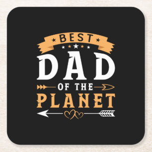 Grandfather Gift Best Dad Of The Planet Vierkante Kartonnen Onderzetter