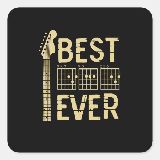 Grandfather Quotes | Best Dad Guitar Ever Vierkante Sticker (Voorkant)