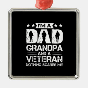 Grandfather Quotes Ik ben vader en veteraan Metalen Ornament