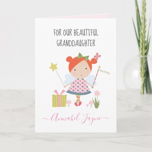 Grandgirl anniversaire fée filles whimsical carte (Devant)