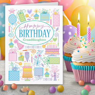 Grandgirl Bright Pastel Carte Icons Anniversaire