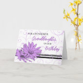 Grandgirl Carte d'anniversaire violet Fleurs noire (Fleur jaune)
