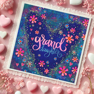 Grandgirl Heart Floral Jolie carte Valentine