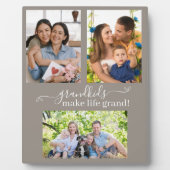 Grandkids Make Life Grand 3 Photo Collage Plaque (Devant)