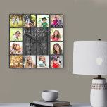 Grandkids Make Life Grand Quota 12 Photo Grey Wood<br><div class="desc">Photo clock for grandparents with 12 of your favorite pictures. Create your own grid style photo collage and add the grandchildren's names (2 to 8 names looks best). The quote reads "grandkids make life grand" et is finished with a love heart. The design is lettered in handwritten and whimsical typographiy...</div>