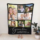 Grandma 7 Photo Collage Black Fleece Deken