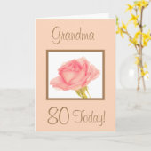 Grandma 80 Aujourd'hui Rose rose carte d'anniversa (Fleur jaune)