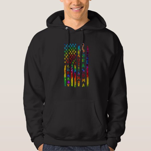 Grandma Autism Awareness Puzzle Flag Hoodie (Voorkant)