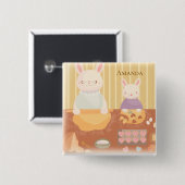 Grandma Baking Cookies Vierkante Button 5,1 Cm (Voorkant /achterkant)