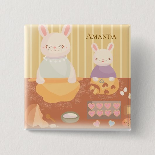Grandma Baking Cookies Vierkante Button 5,1 Cm (Voorkant)