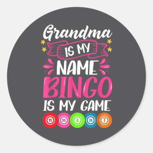Grandma Bingo Player Funny Bingo Quote Design  Ronde Sticker (Voorkant)