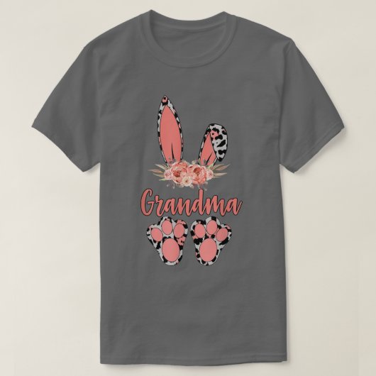 Grandma Bunny Leopard Floral Matching Family Cute T-shirt (Design voorkant)