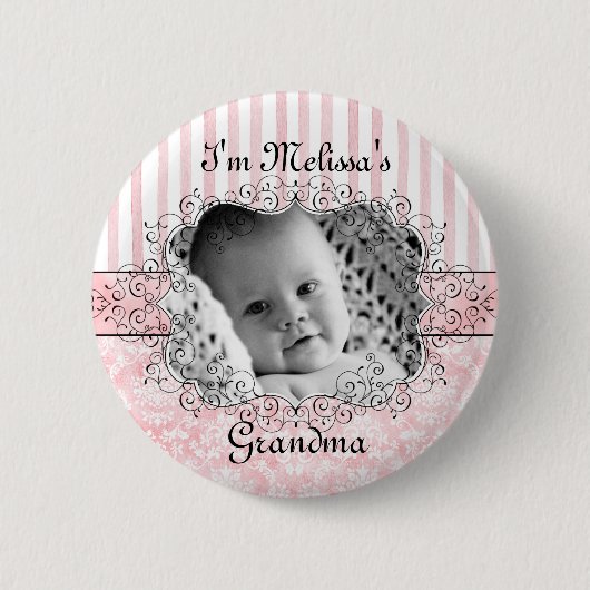 Grandma Button - Damask & Stripes Pink (Voorkant)