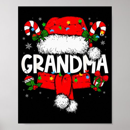 Grandma Christmas Pajama Santa Claus Family Matchi Poster (Voorkant)