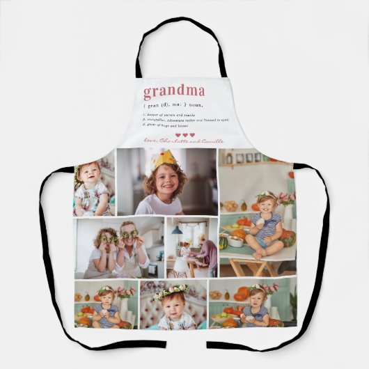 Grandma Definition | 8 Foto gepersonaliseerd Schort (Voorkant)